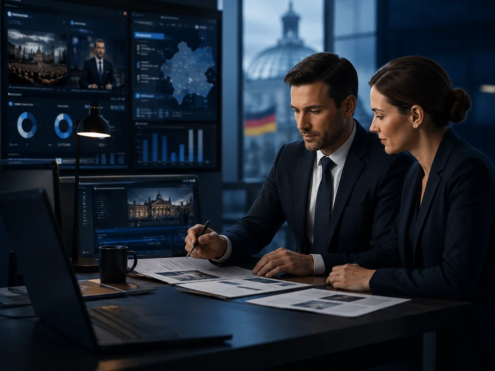 Redaktion bei der politischen Content-Produktion